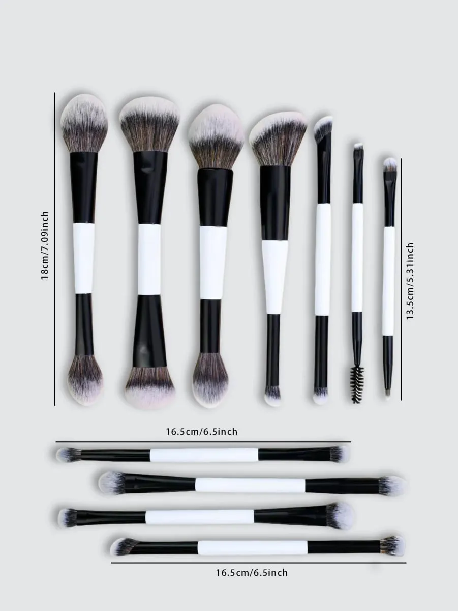 11-piece double-ended makeup brush set multifunctional makeup brushes blush brush foundation brush powder brush highlighter brush eye brush eyeshadow brush nose shadow brush concealer brush blush brush portable makeup brush set gift for g