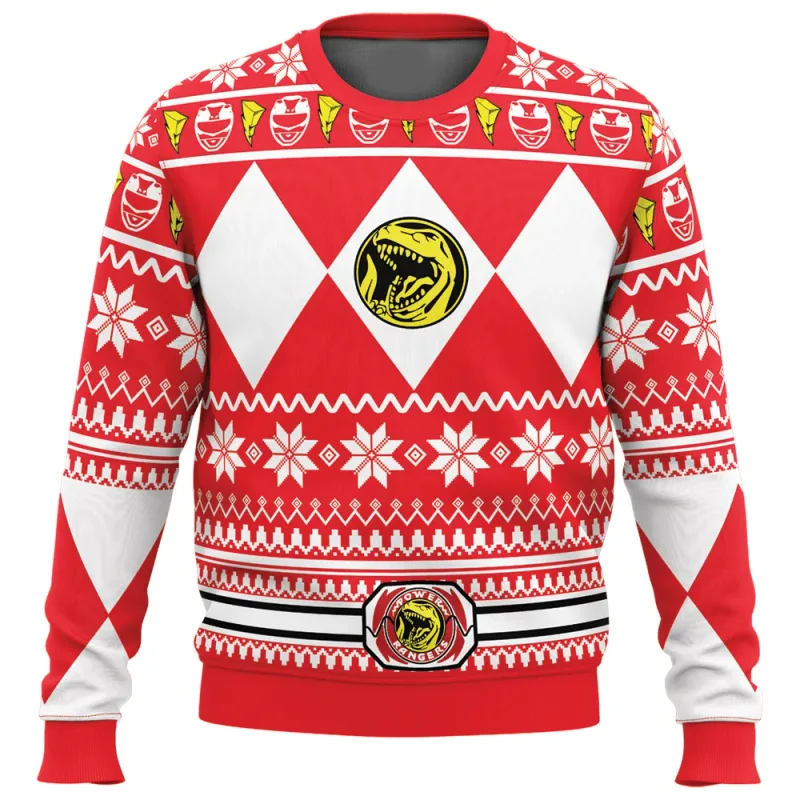 Herren und Damen Herbst_Winter New Mighty Morphin Multi Color Ranger Power Ranger Ugly Christmas Sweater Weihnachtsfeier Hoodie