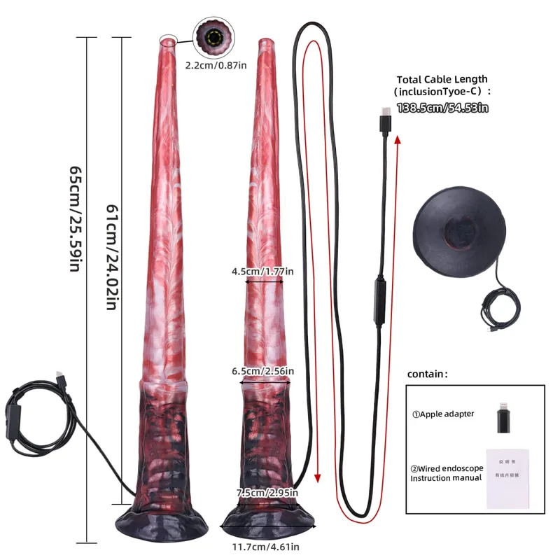 Plugue anal longo de silicone com função de endoscópio inteligente, ponto G, estimulação profunda, brinquedos sexuais, câmera, luz de LED, exploração corporal