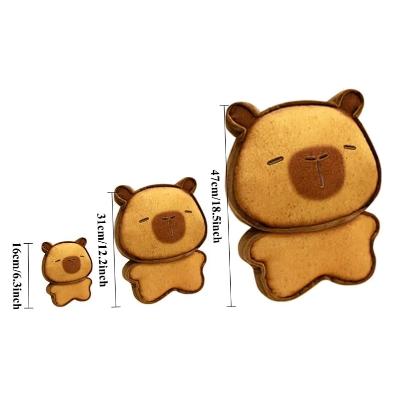 Kawaii Plush Biscuit Capybara Throw Pillow Cute Capibara Cake Cookie Toast Keychain Sofa Cushion Nap Sleeping Toys Birthday Gift