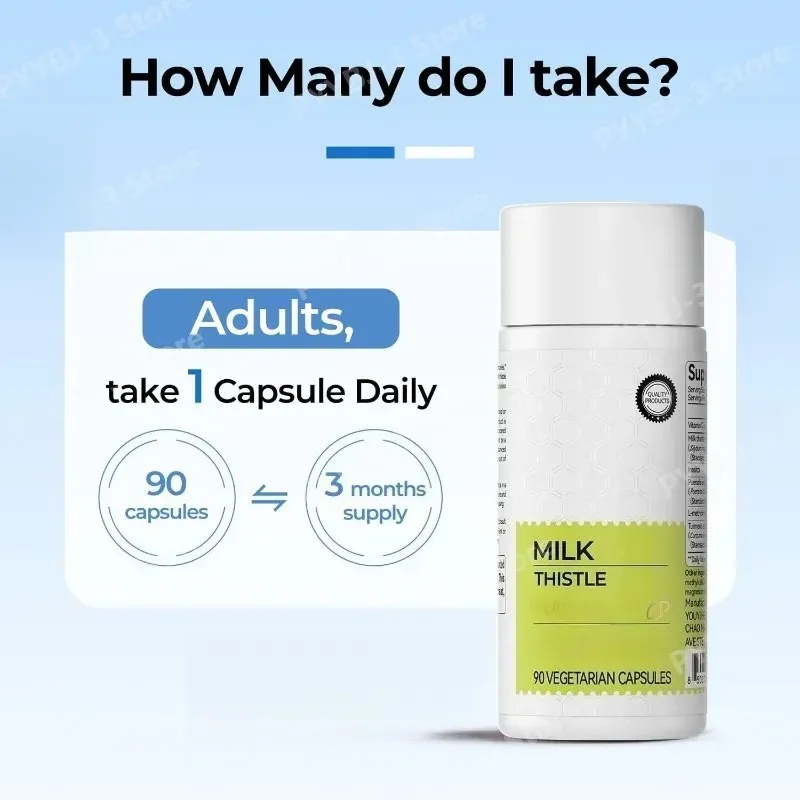 Mjölktistelextrakt 300 mg kapslar med vitamin C Inositol örttillskott 90 kapslar icke-GMO glutenfria