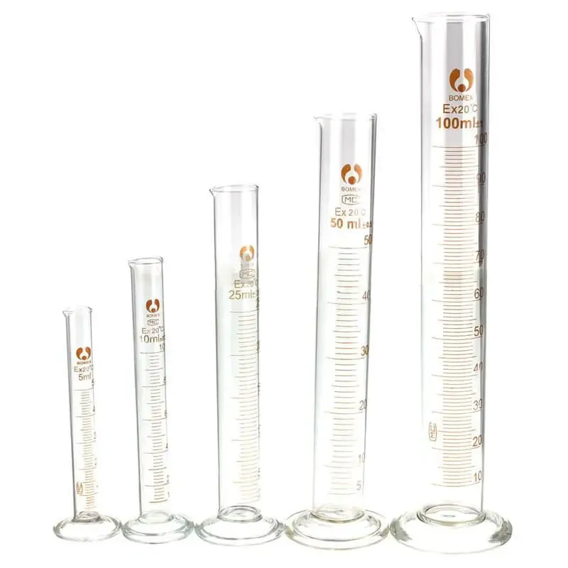 1PCS Silinder Penyukat Bertahap Kaca 5ml 10ml 25ml 50ml 100ml 250ml 500ml Silinder Penyukat untuk Bekalan Lab/dapur