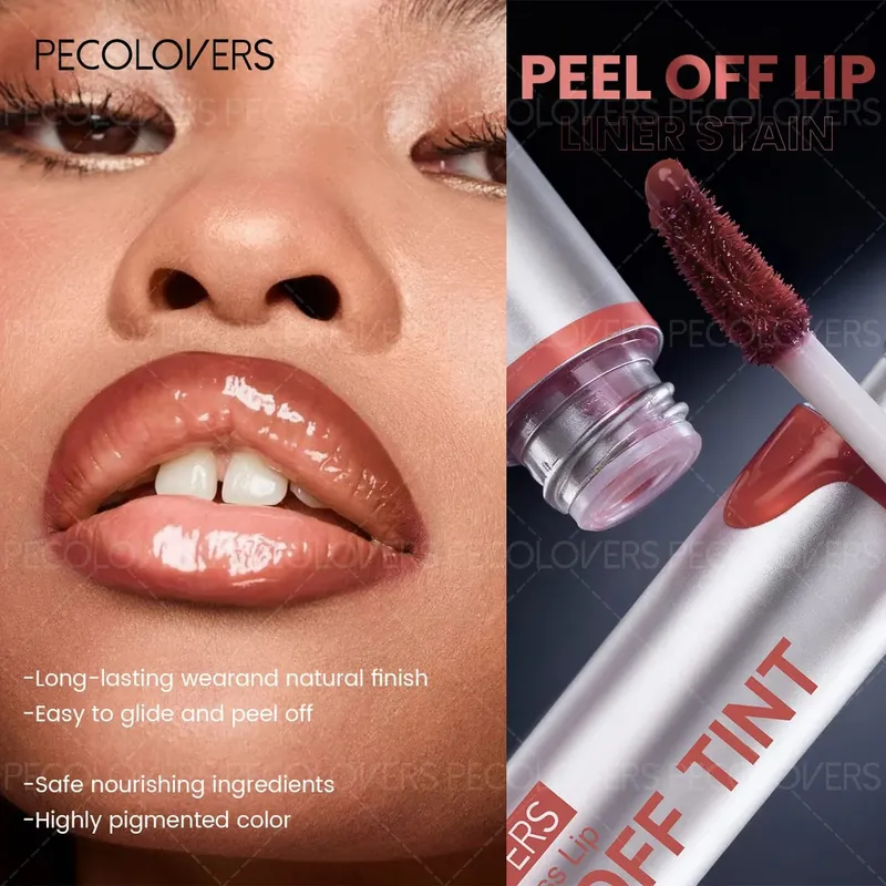 6pcs Peel Off Lip Stain Tear-Off Liquid Lipstick Long-Lasting Waterproof Non-Stick Cup Matte Finish Fade-Resistant Lip Tint
