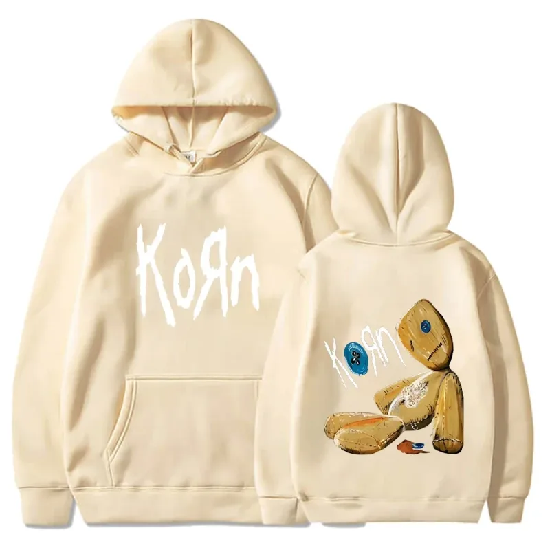 Korn Rock Band Hoodies Pullover Musim Bunga Musim Gugur Pullover Lelaki Fesyen Bercetak Sweatshirt Bertudung Kasual Longgar Pakaian Jalanan Harian Atasan Sweater