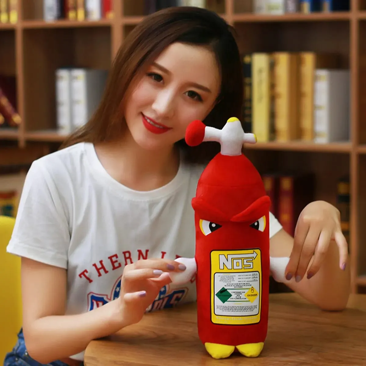 Simulation Fire Extinguisher Plush Toy Soft NOS Pillows Nitrous Oxide Bottle Pillow Cushion Headrest Backrest for Home Decor