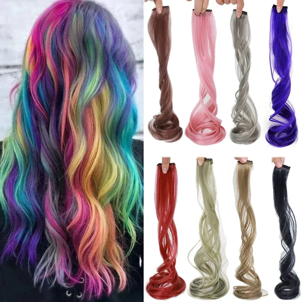 Colored Large Wave Long Curly Wig Ear Hanging Dye Hair Extensions Invisible High Temperature Silk Synthetic Wig Patch