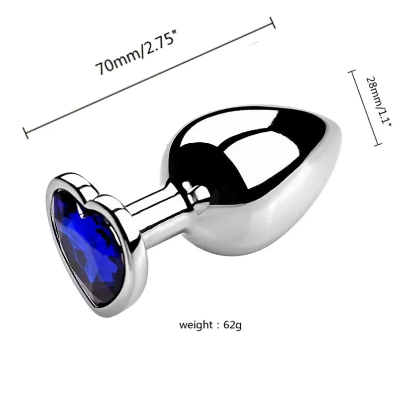 S/M/L Sumbat Anal Kristal Logam Hati Sumbat Anal untuk Wanita Sumbat Bokong Baja Tahan Karat Dapat Dilepas Mainan Seks Anal Stimulator Pria
