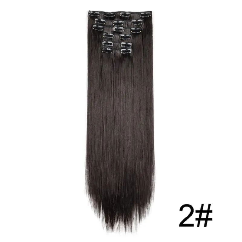 24Inch Synthetic 6pcs/set Long Straight Clip-in Hair Extension Heat Resistant Fiber Hair for Women Hair Accessories — image 9