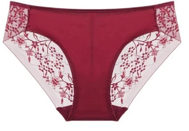 Red Lace Lingerie Set Thin Cup Minimizer Bra Panty Kit Comfort Intimates For Big Bust 32‑38 Festive Women Underwear