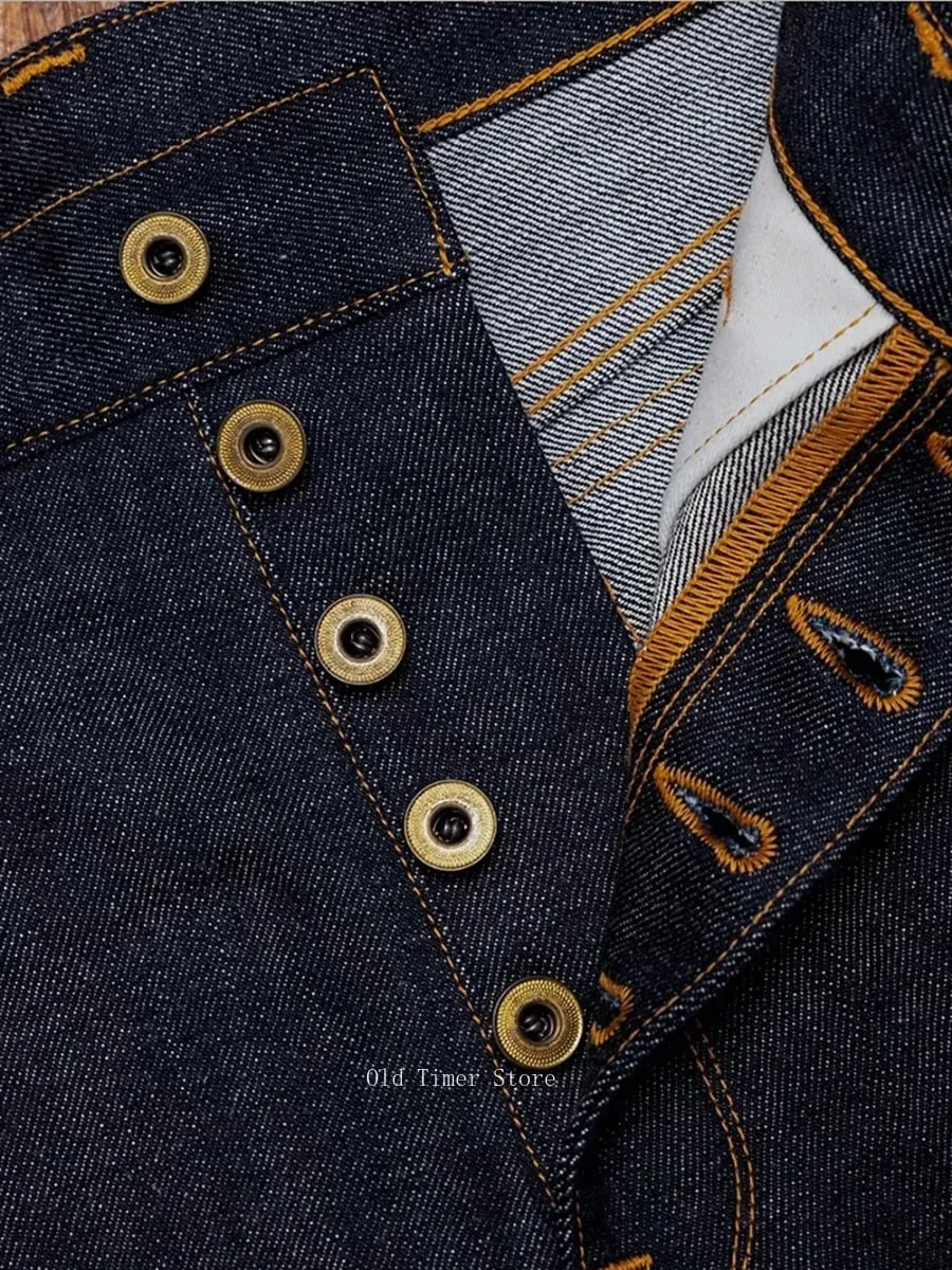 Red Tornado Retro Heavy 18oz Raw Selvedge Denim Pants Sanforized Button Fly High Waist Flap Pocket Carpenter Style Jeans