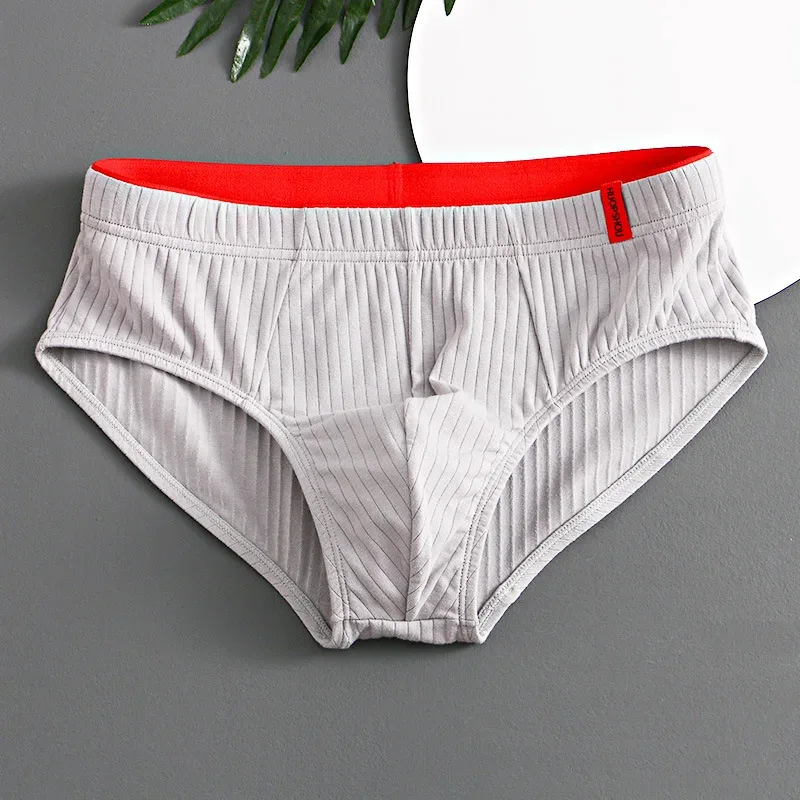 1/3 pçs cuecas masculinas meados de cintura elástica macia respirável anti-séptico u convexo listrado cor sólida casual cuecas masculinas