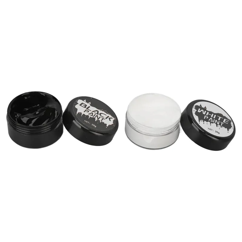 Halloween Face Paint Kit Cosplay Face Body Paint Highly Pigmented Black and White Easy to Paint with Brush for Theme Parties