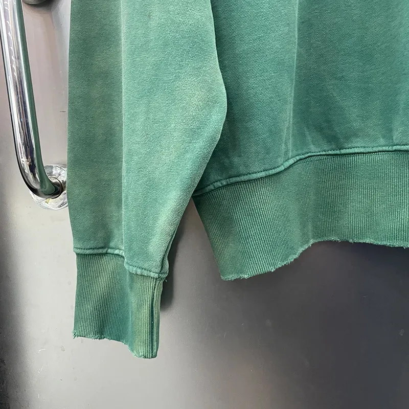 26FW Heavy Fabric Cotton Loose Rhinestone Rivet Satoshi Nakamoto Sweatshirts Men Women Vintage Charcoal Gray Green Pullovers