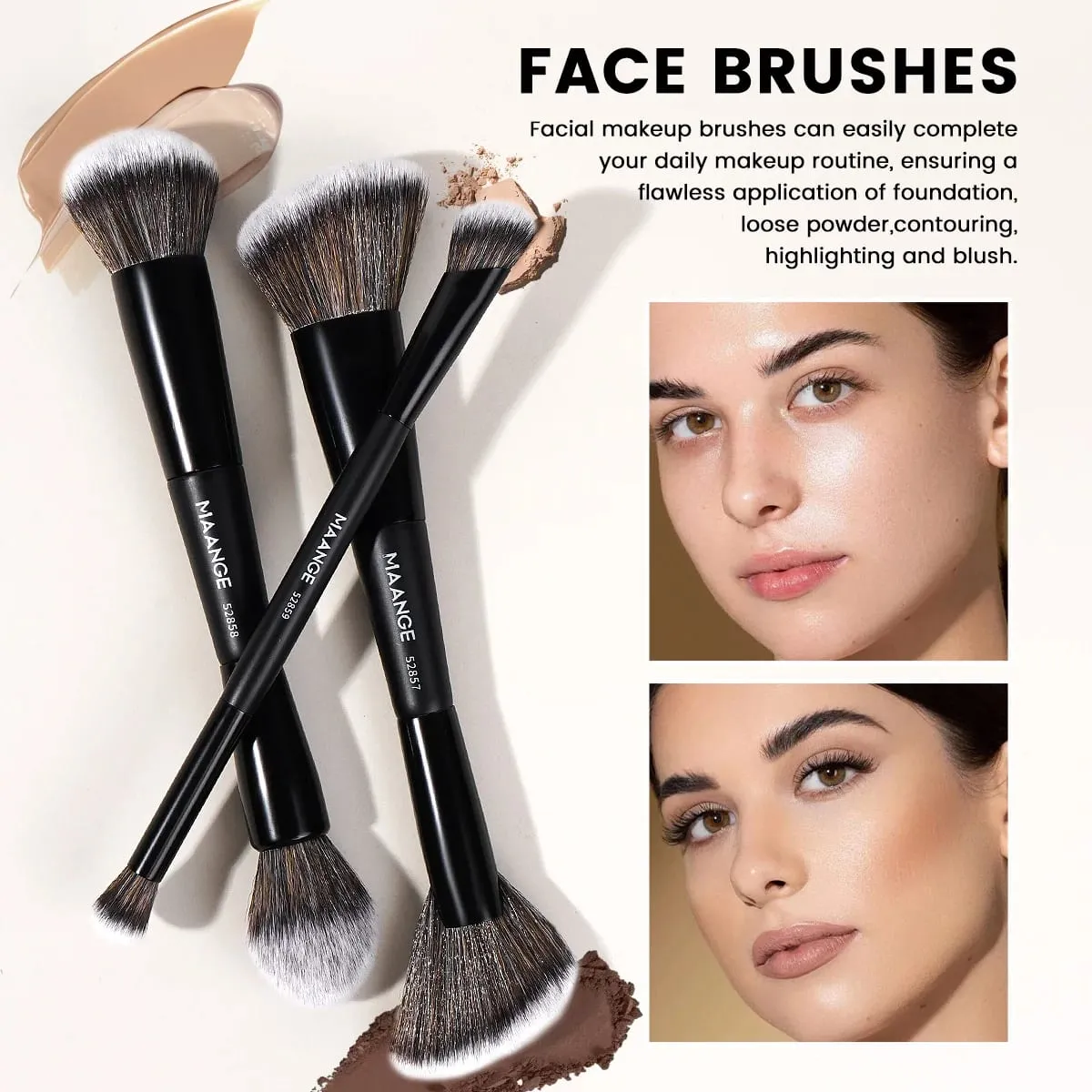 7pcs Professional Dual-ended Makeup Brushes Soft Dense Hair for Foundation Powder Blush Eyeshadow Makeup Accessories Gift