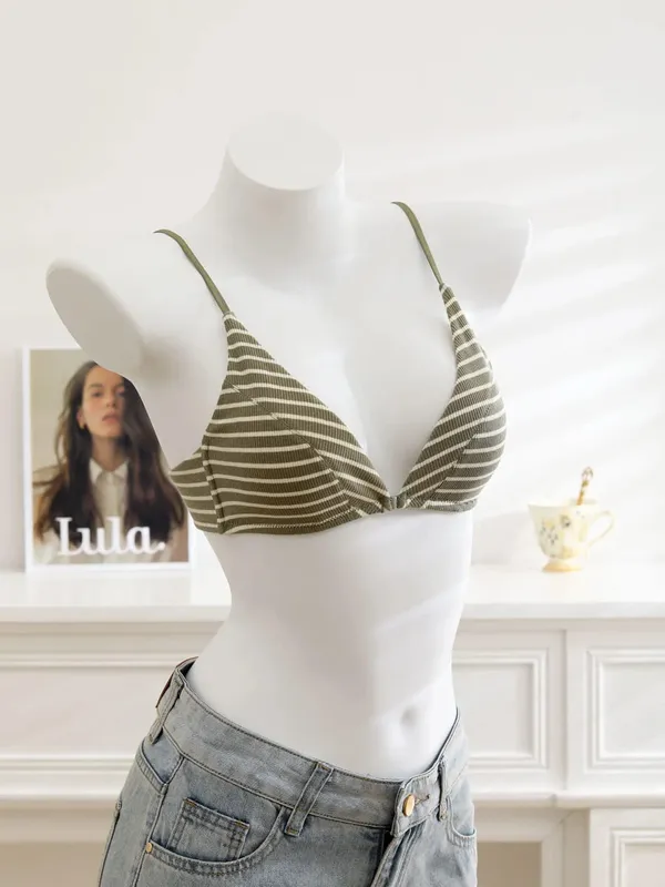 Women Front Closure Bra Set Summer Thin Light Cotton French Triangle Cup Backless Beauty Back Lingerie Suit For Small Chest S-XL