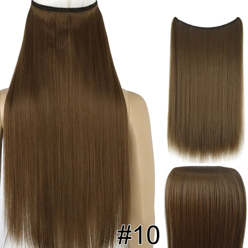 Synthetic Heat Resistant Hair Silky Straight Elasticity Invisible Wire Hair Extensions 8006