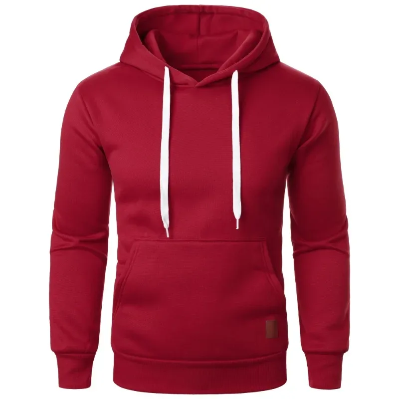 Masculino casual gola com capuz cordão hoodies moletom camisas de manga longa ao ar livre streetwear cor sólida pulôver leve