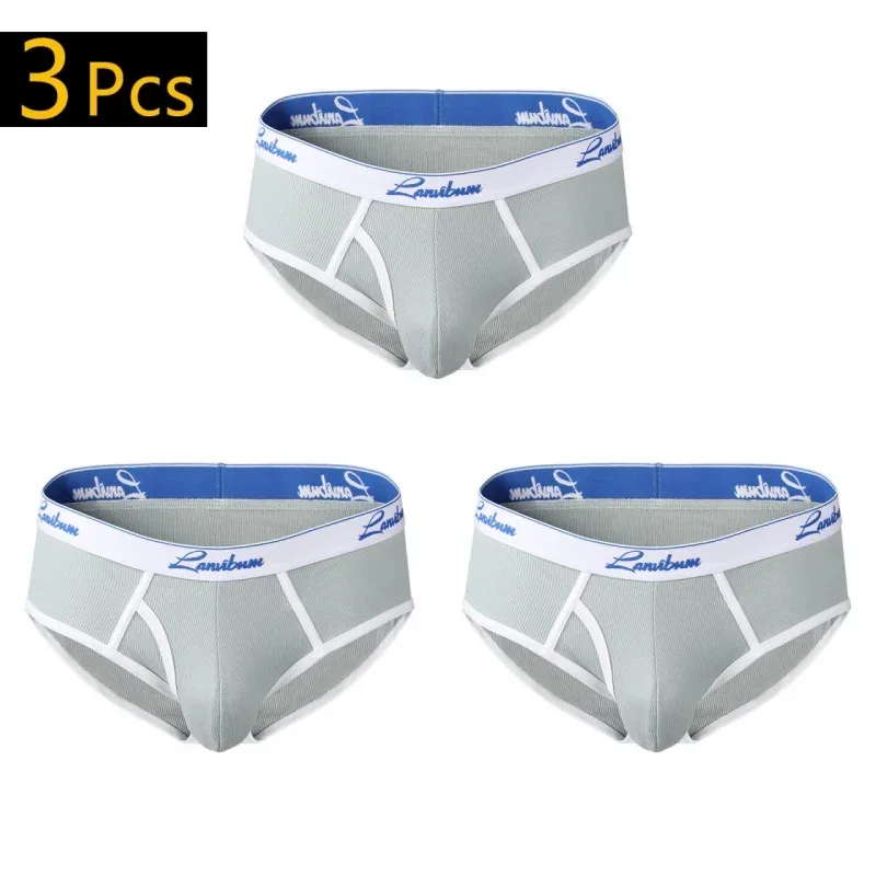 1/3 PCS New Men's Underwear Mid Waist Thread Cotton Breathable Solid Color Youth Underwear Men's Triangle Pants — image 26