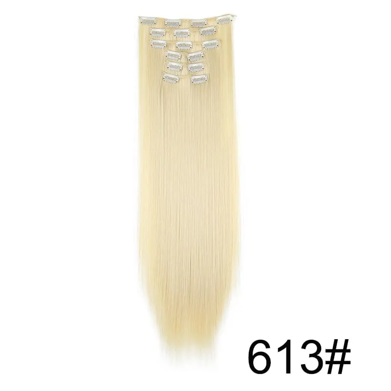 24Inch Synthetic 6pcs/set Long Straight Clip-in Hair Extension Heat Resistant Fiber Hair for Women Hair Accessories — image 25