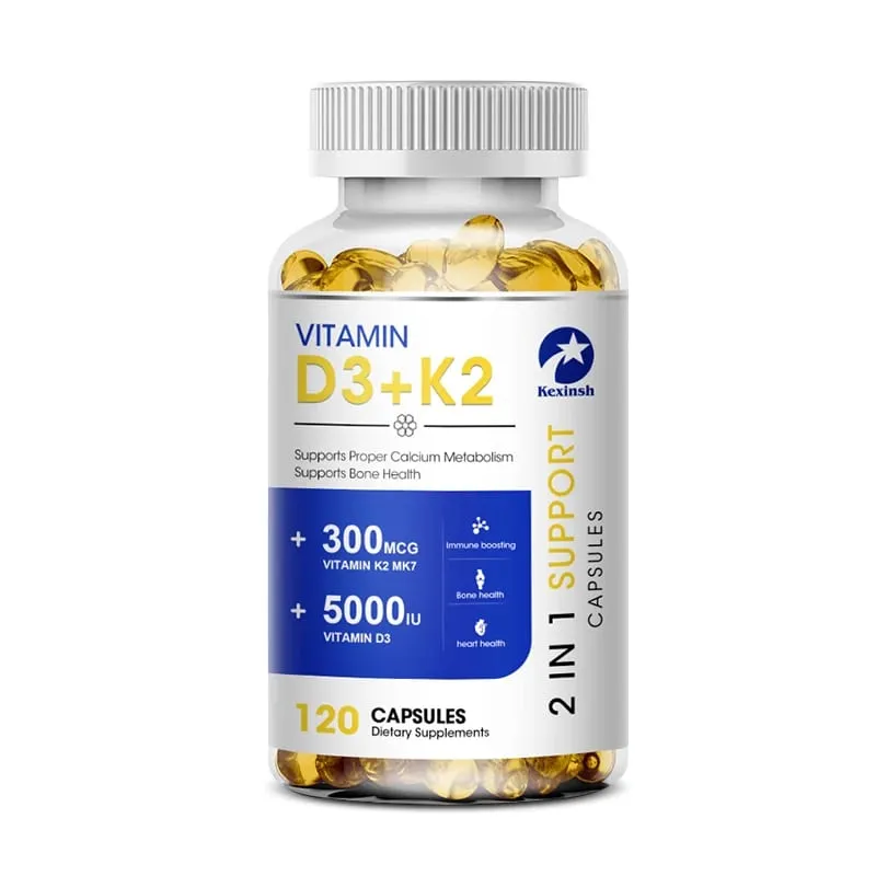 Kexinsh Vitamin D3K2 Capsules 5000iu Vitamin D3 300mcg K2 Support Teeth Bone Heart Health Joint Health — image 1
