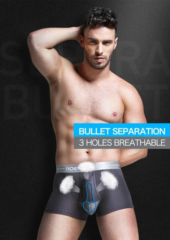Bullet separate underwear Men's ventilated summer dry underpants Ice silk bag ice healthy boxers