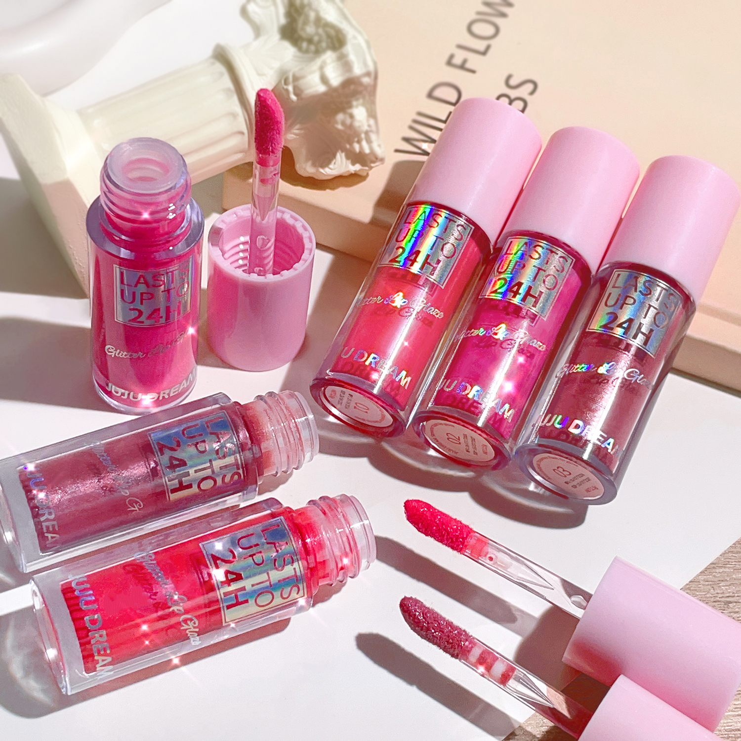Sparkling Gloss Lip Balm – Water-Gloss Mirror Finish Moisturizing Hydrating Non-Sticky Cup-Proof Plump Lips