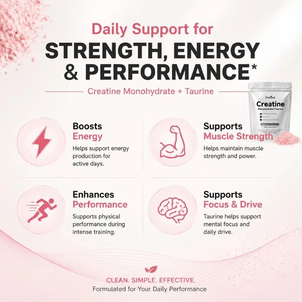 Creatine Monohydrate Taurine Powder 180g 30 Servings Muscle Strength Endurance Performance Workout Fitness Training Supplement