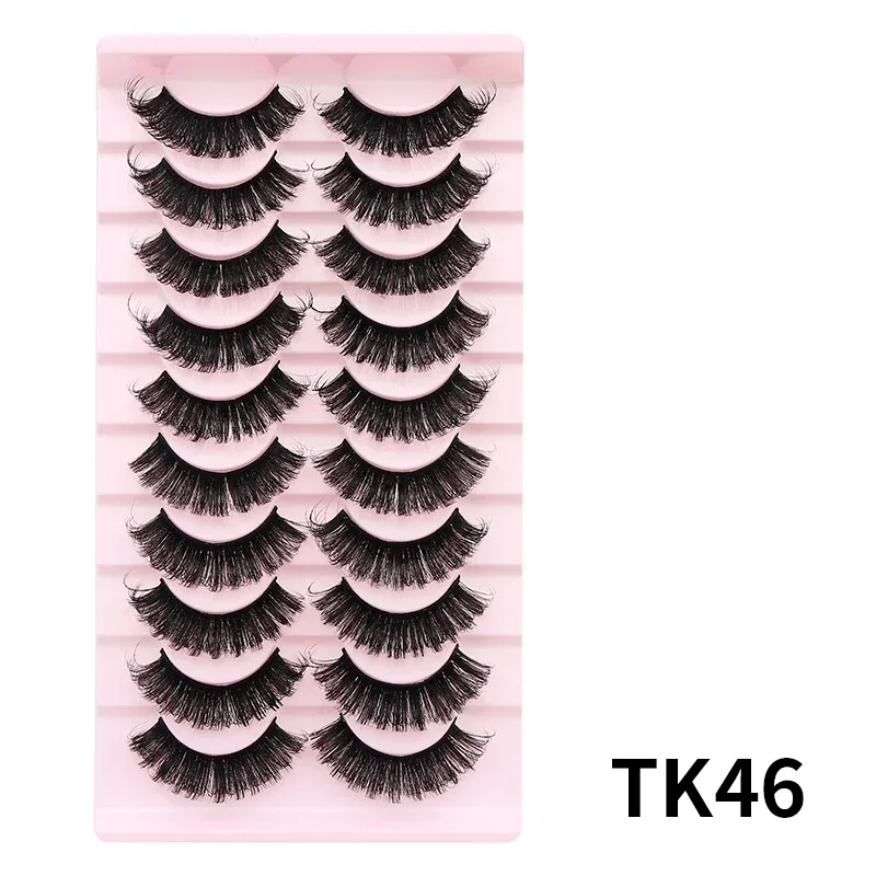 10 Pairs Russian DD Curl Bulk Fluffy Strip Lashes Natural Soft False Eyelashes Reusable Handmade Eye Lashes for Daily&Party