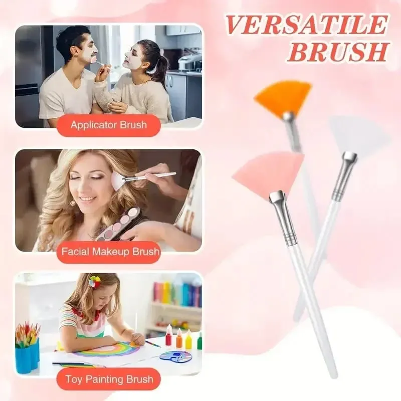 3/6/12pcs Practical Facial Brushes Fan Shape Brush Flat Head Face Mask Applicator Soft Portable Mask Brushes Cosmetic Tools
