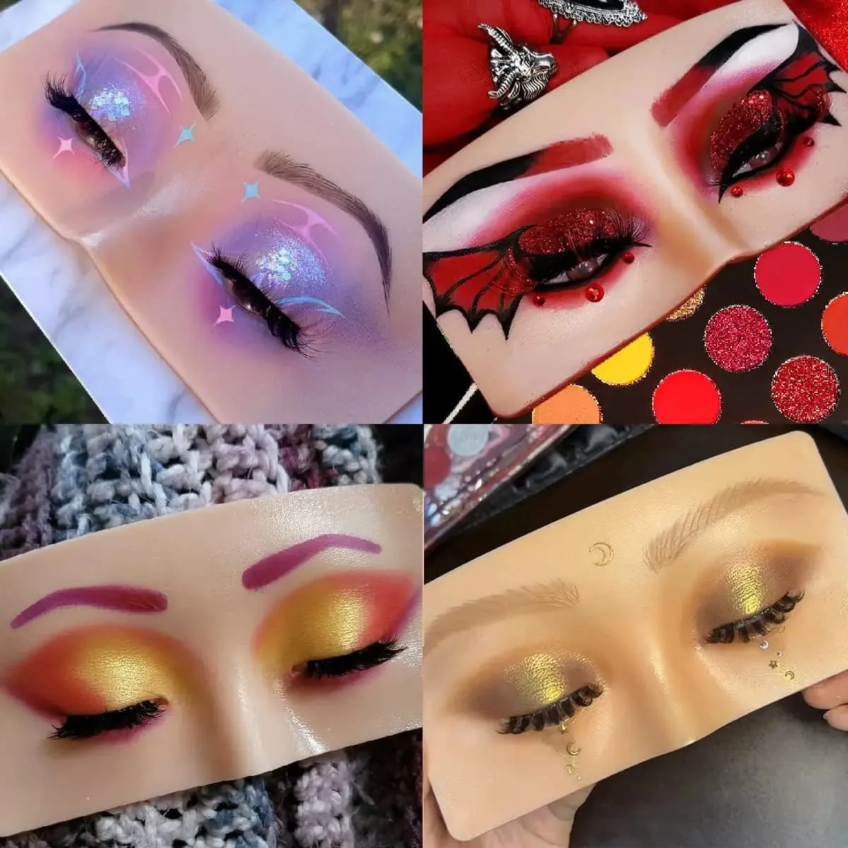 Wheat Silicone Makeup Practice Board with Pearl Stickers and Brushes - Suitable for Makeup Artists and Beginners — image 2