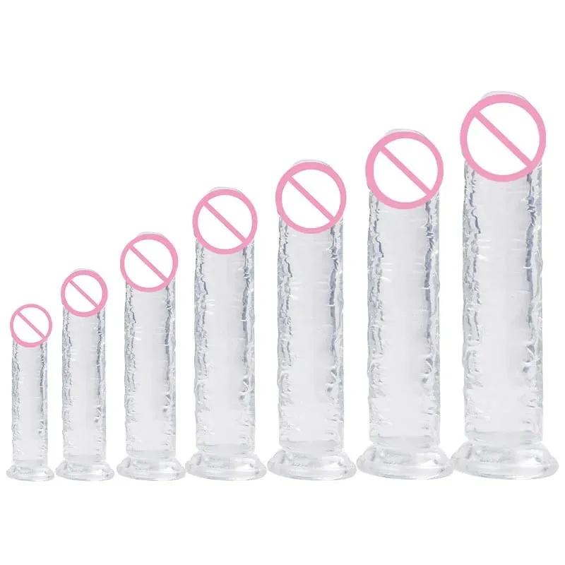 Realistické Dildo Jelly Přísavka na penis Dildo Big Dick Žena Masturbátor Klitorální Stimulátor Lesbické sexuální hračky pro ženy 7 velikostí