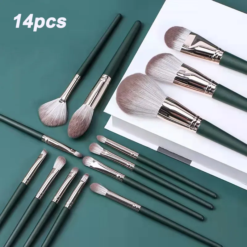 14Pcs Makeup Brushes Set Large Fluffy Soft Eye Shadow Foundation Brush Women Cosmetic Powder Blush Blending Beauty Make Up Tools — image 1