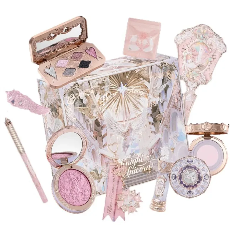 Flower Knows Knight Unicorn Makeup Set - Lipstick Blush Cloud Setting Powder Starlight Eyeshadow Cosmetics Kit in Gift Box