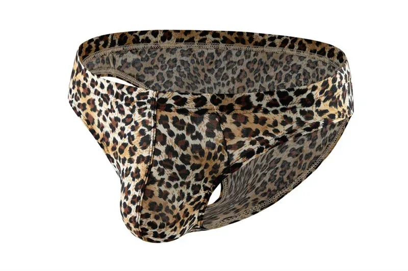 Sexy Men's Briefs Underwear Leopard Pattern Low Waist Soft Slip Briefs Lingerie Underpants Pouch Tangas Sexis De Hombre