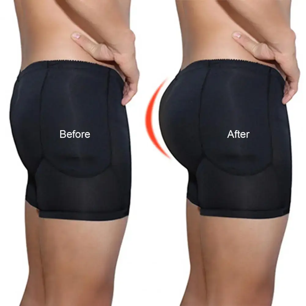 섹시한 가짜 엉덩이 패딩 복서 남성 팬티 패드 작성 Shapewear 두꺼운 엉덩이 리프팅 자연 남성 복서 속옷 엉덩이 기중 장치