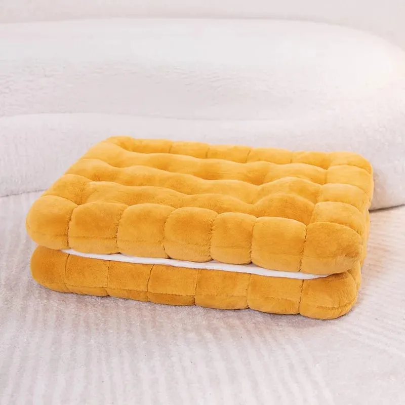 New Simulation Little Biscuits Doll Cushion Stuffed Round Cookie Plush Toys Creative Soft Pillow Chair Car Seat for Kid Gifts