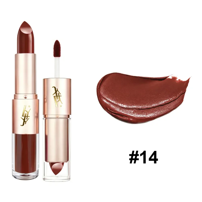 2 IN 1 Dual-End Lipstick & Liquid Lip Gloss High Shine Glossy Lip Color Long Lasting Waterproof Bold Lip Makeup