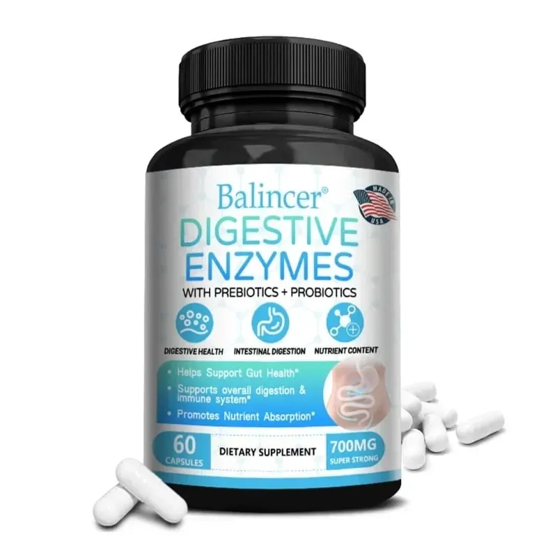 Digestive Enzyme with Prebiotic + Probiotic Supplement - Nutritional Digestive Health and Immune Support for Adult Men and Women