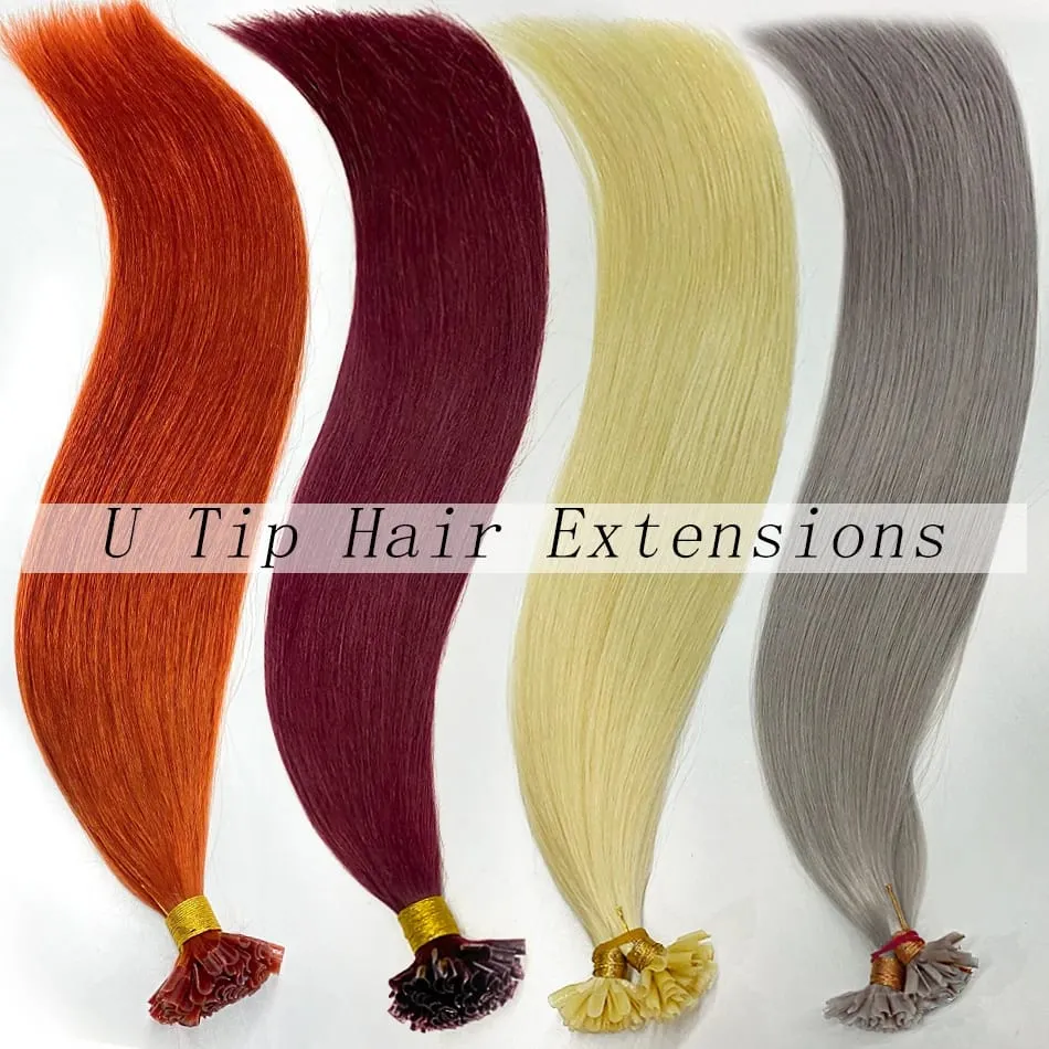 Full Shine U Tip Hair Extensions Nature Black Hair Blone 613 Color 50g Keratin Glue Beads Prebonded Remy Human Hair Extensions