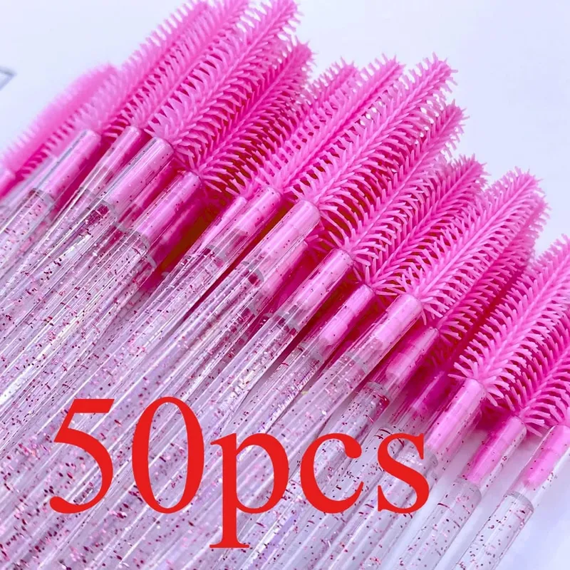 50/100 Pcs Silicone Crystal Mascara Wands Disposable Diamond Eyelash Brushes Comb Beauty Makeup Brush Tools for Women