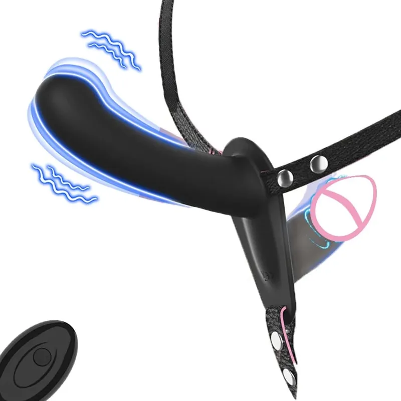 Strap On Double-Headed Vibrator Dildo Adjustable with 10 Vibration Modes Wearable Harness Sex Toy for Female Couple for Lesbians