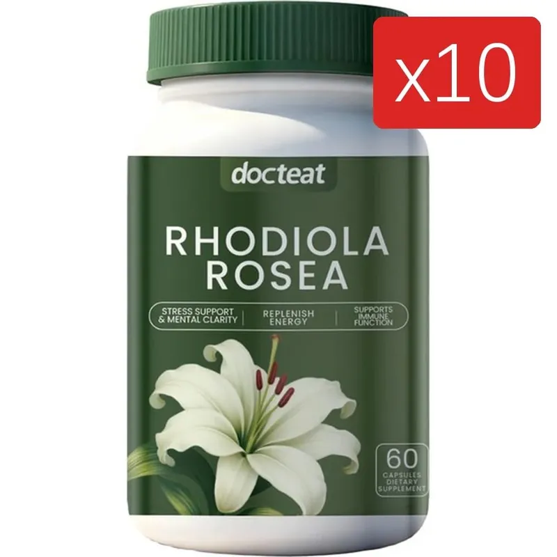 Docteat Rhodiola Rosea Capsules with 3% Salidrosides and 1% Rosavins Supports Mental Clarity & Replenishes Energy 60 Capsules