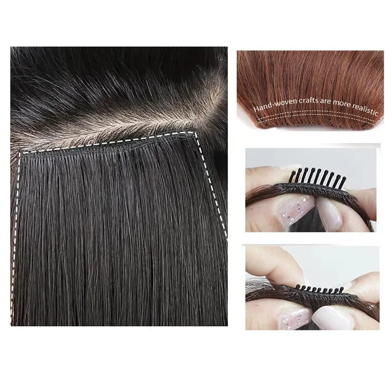 10cm Synthetic Short Straight Pad Invisible Hair Extension Lining of Hair Top Side Cover Hairpiece for Women