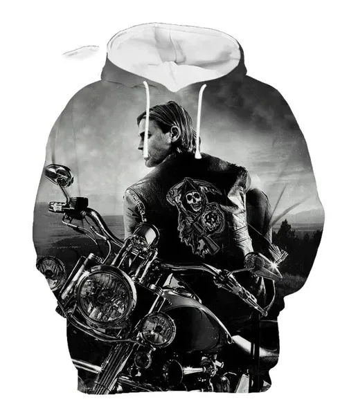 Hot Sale Men's 3D Print Hoodies Sweatshirts Sons of Anarchy Street Style Unisex Loose Casual Pullover Y2K Tracksuit Autumn