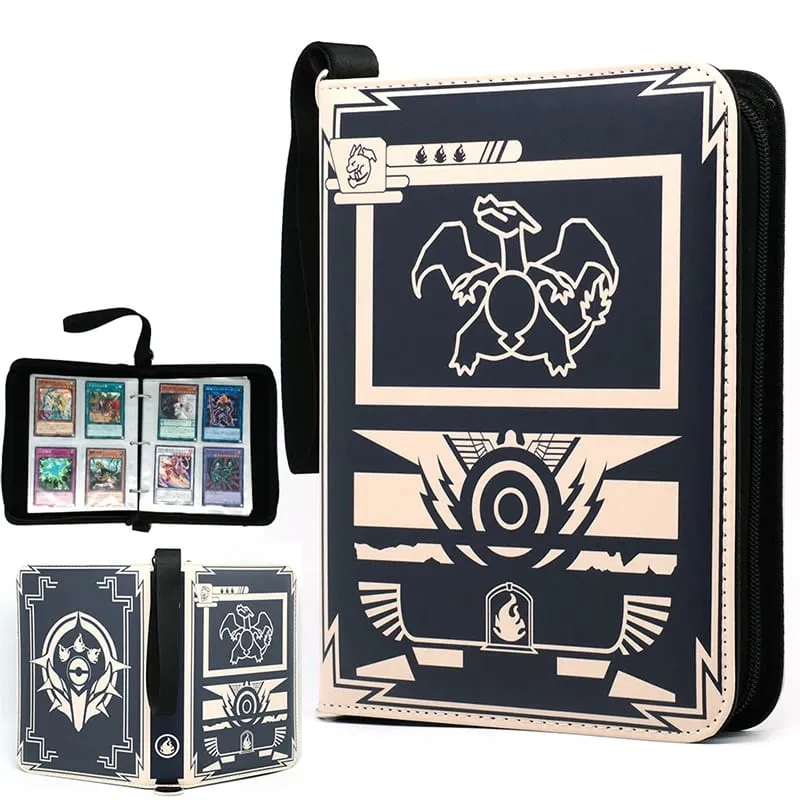 400PCS Card Album Binder Sleeves with Zipper PTCG Yugioh TCG 4-Pocket Trading Card Collection Card Holder Toys Gift — image 1