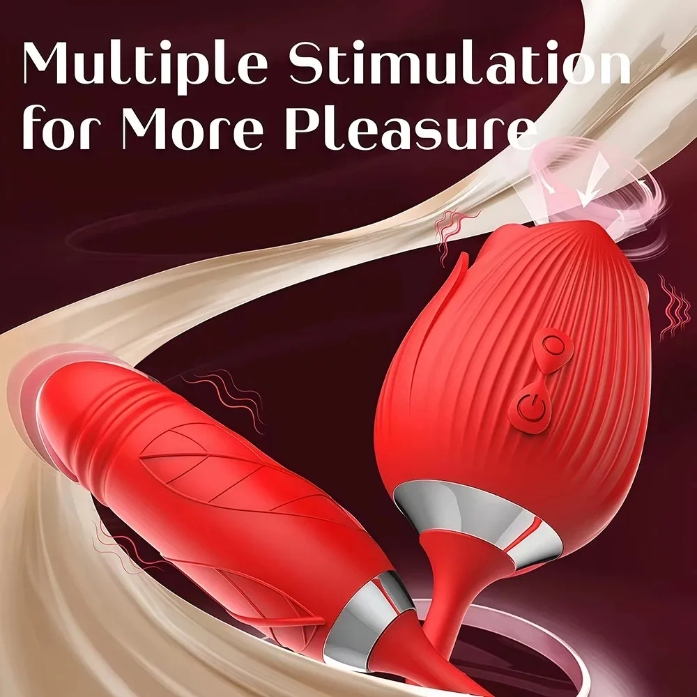 3in1 Thrusting Anal Vibrator Female Rose Sucking Clitoris Stimulator Dildo Licking Vagin Massager Masturbator Sex Toys for Women — image 4