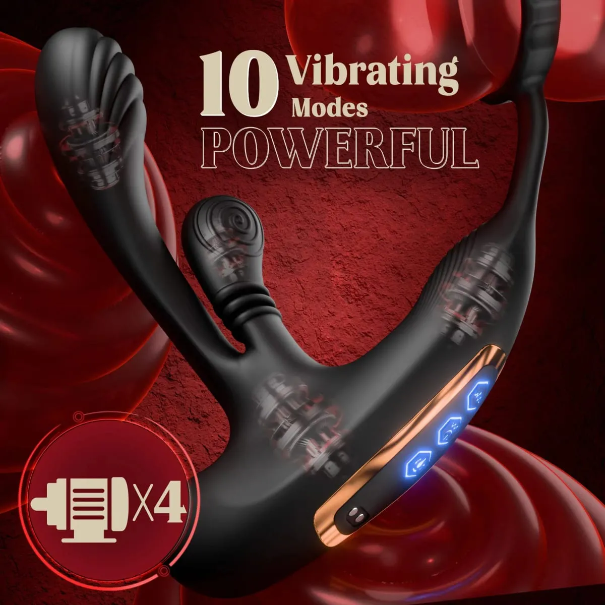 360° cirkulär knådande analvibrator Prostata massageapparat för män med kukring 3 i 1 L-formade vibratorer Vuxen analsexleksak för homosexuella