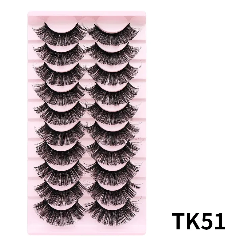 10 Pairs Russian DD Curl Bulk Fluffy Strip Lashes Natural Soft False Eyelashes Reusable Handmade Eye Lashes for Daily&Party