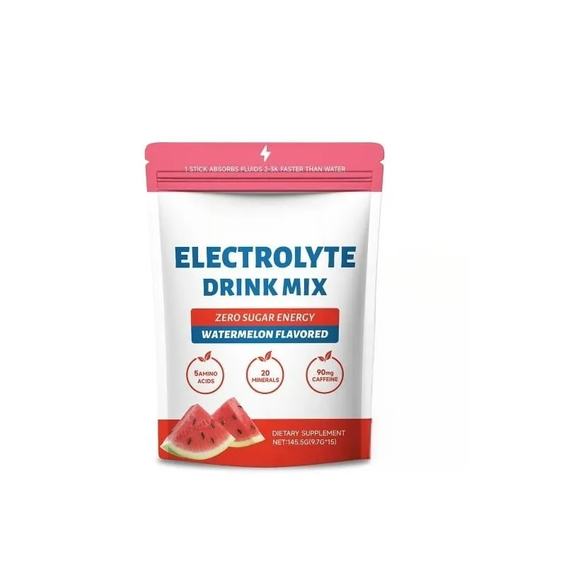 Zero Sugar Watermelon Electrolyte Powder with 90mg Caffeine Amino Acids Minerals Vitamins Provide Energy Replenishment 15 Sticks