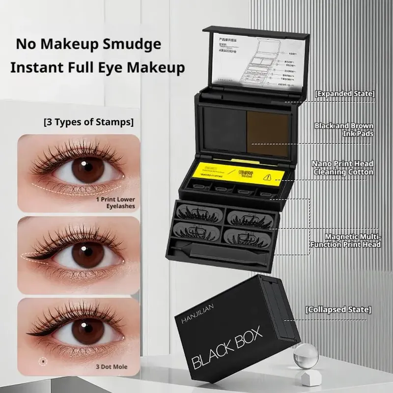 3-in-1 Lower Eyelash Stamp Eyeliner & Mole 3s Fast Application Natural Long-lasting Non-Slipping Portable Eye Makeup Set